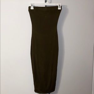 Midi strapless green bodycon dress size S